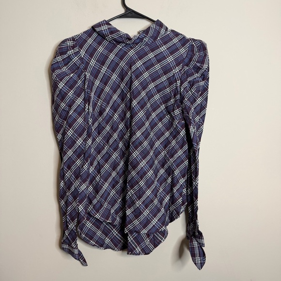 Veronica Beard Plaid Isabel Button Down Blouse Puff Sleeve Size 2 Small - Picture 4 of 9